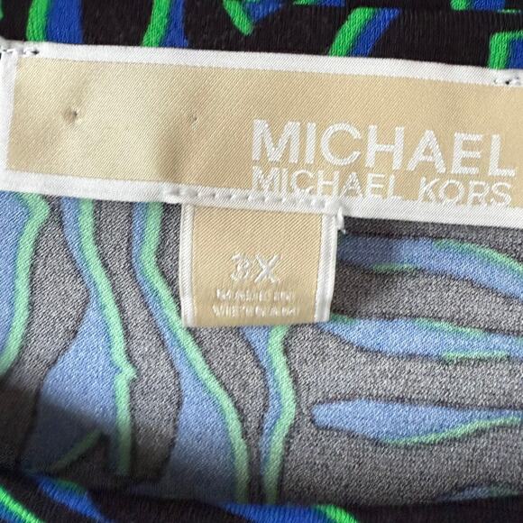 Michael Kors Liquid Knit blue black short sleeve blouse size 3X - Picture 2 of 10